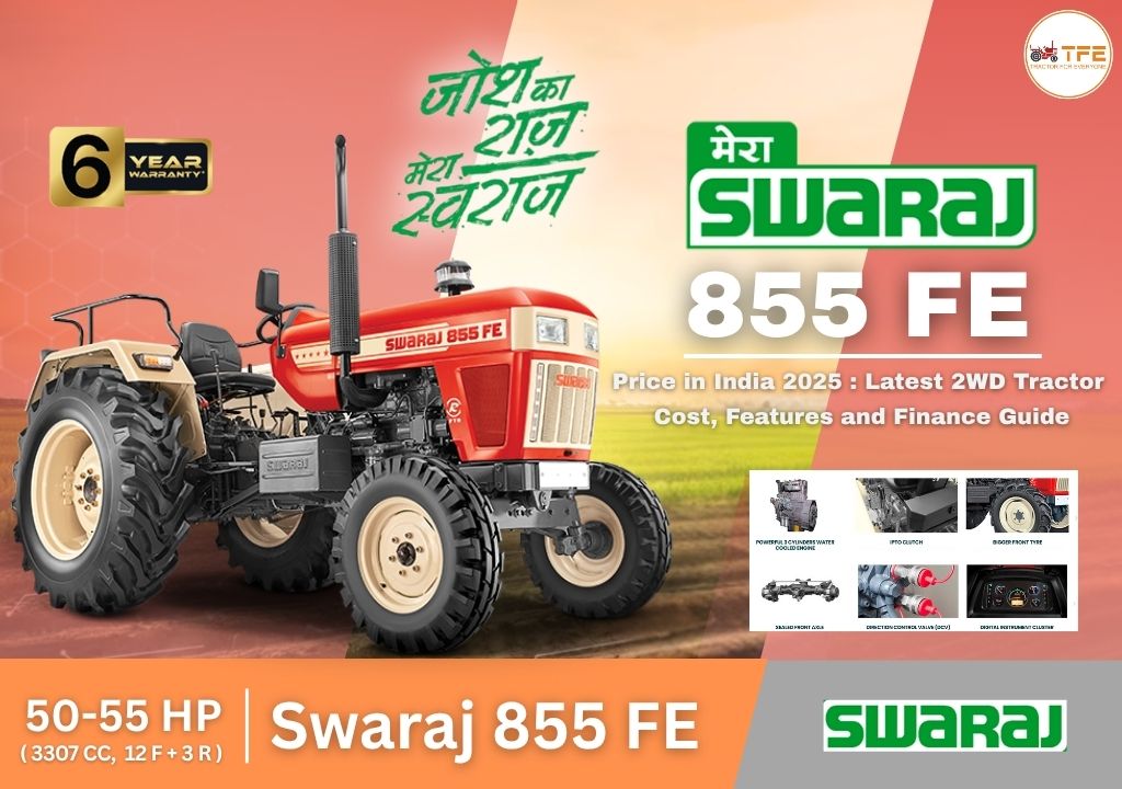 Swaraj 855 FE Price in India 2025: Latest 2WD Tractor Cost, Features and Finance Guide