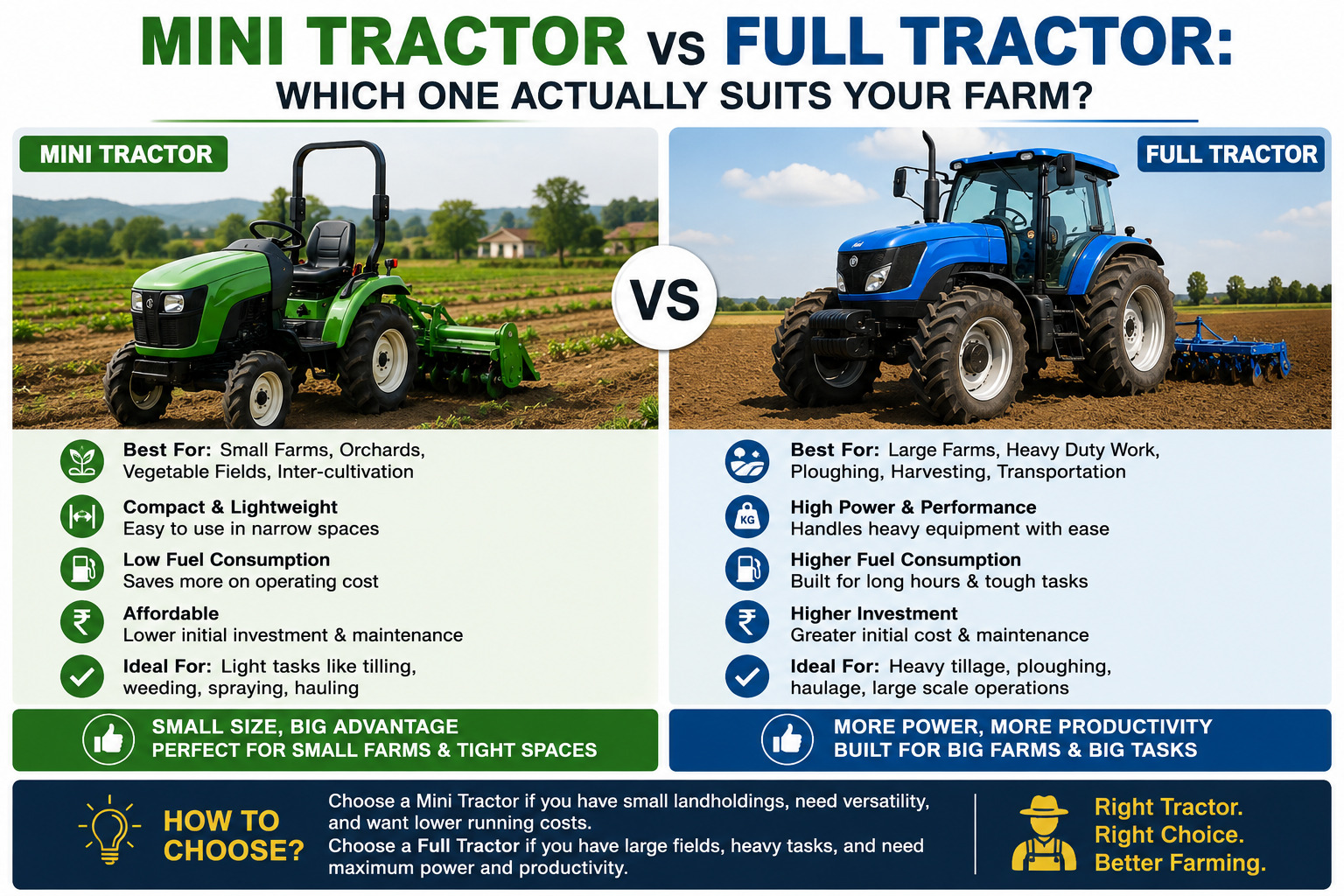 Mini Tractor vs Full Tractor: Which One Actually Suits Your Farm?