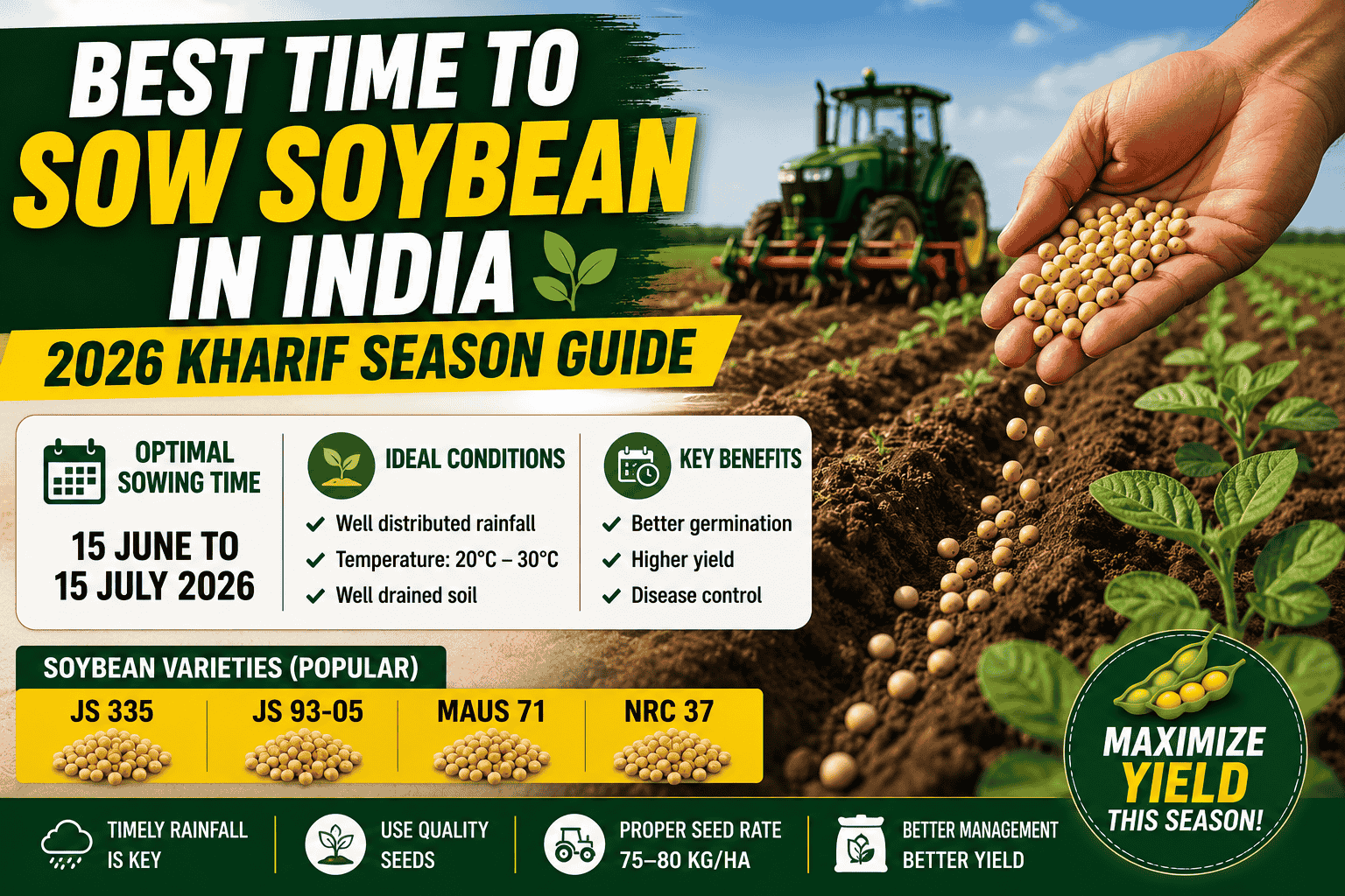 Best Time to Sow Soybean in India: 2026 Kharif Season Guide
