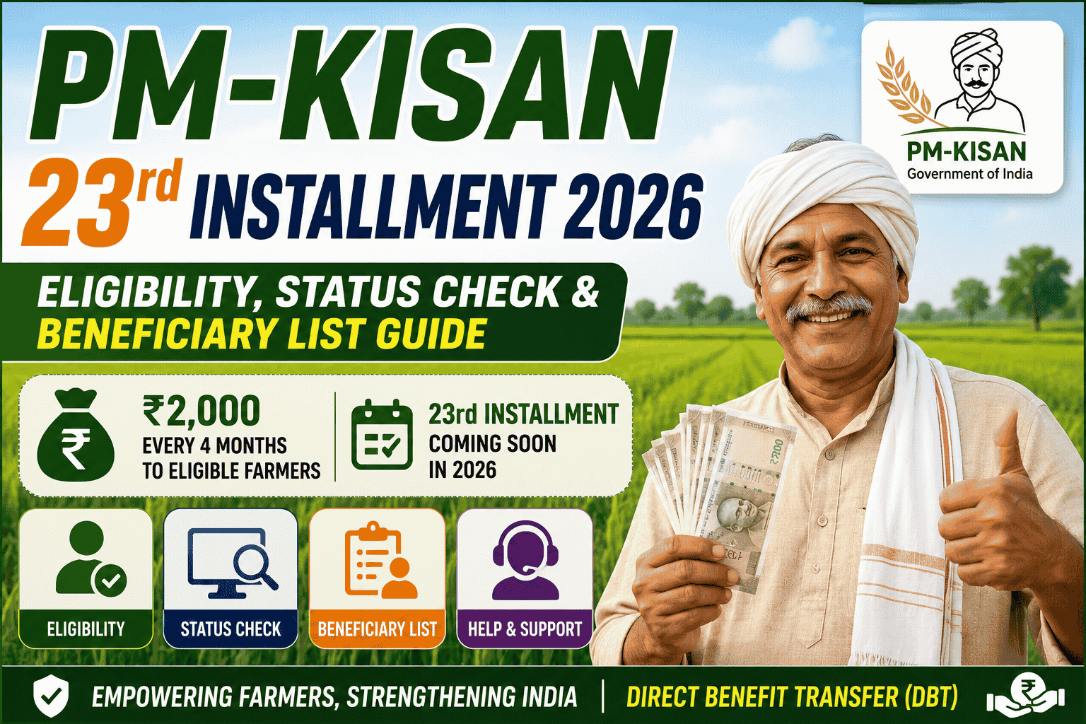 PM-KISAN 23rd Installment 2026: Eligibility, Status Check & Beneficiary List Guide