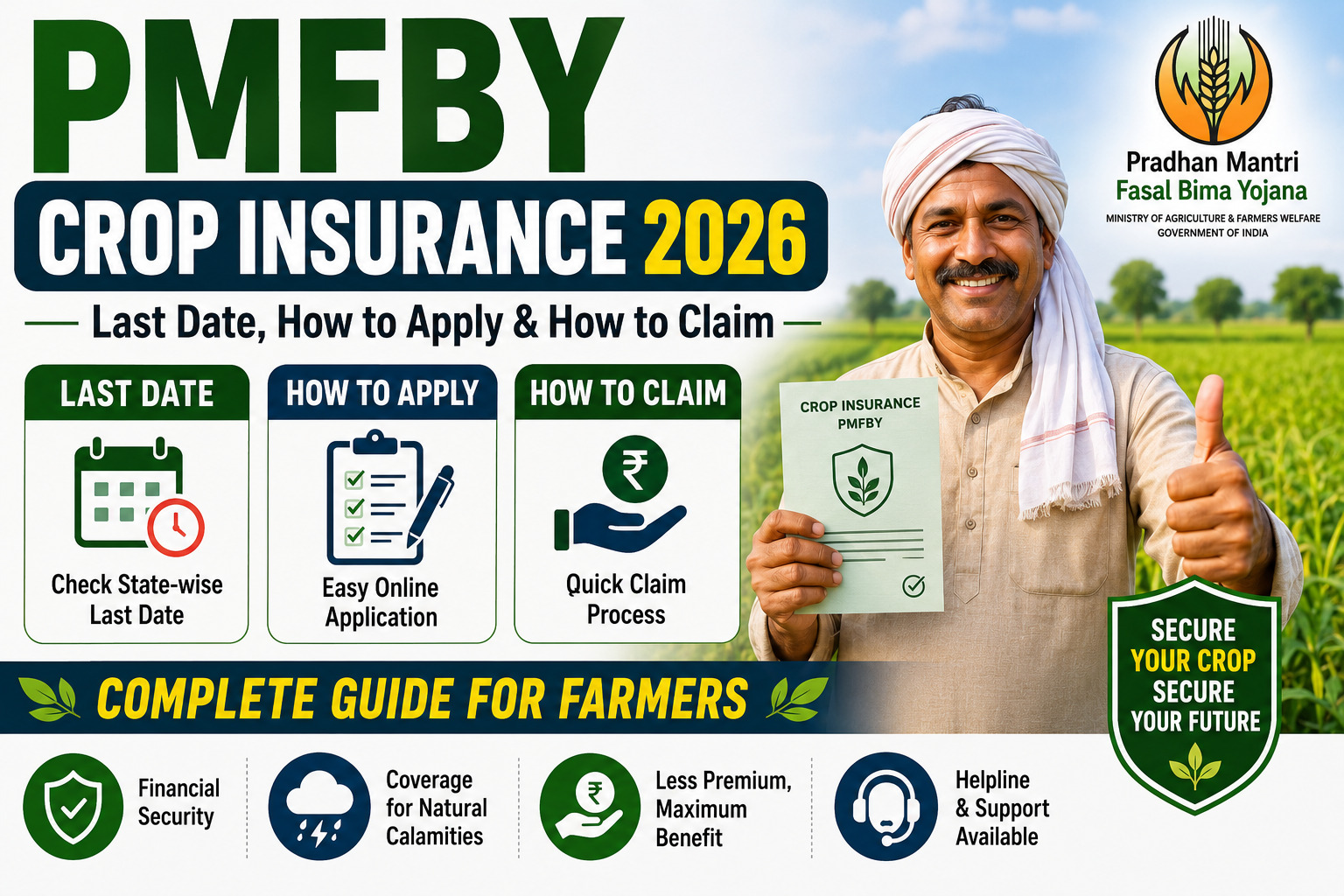 PMFBY Crop Insurance 2026: Last Date, How to Apply & How to Claim