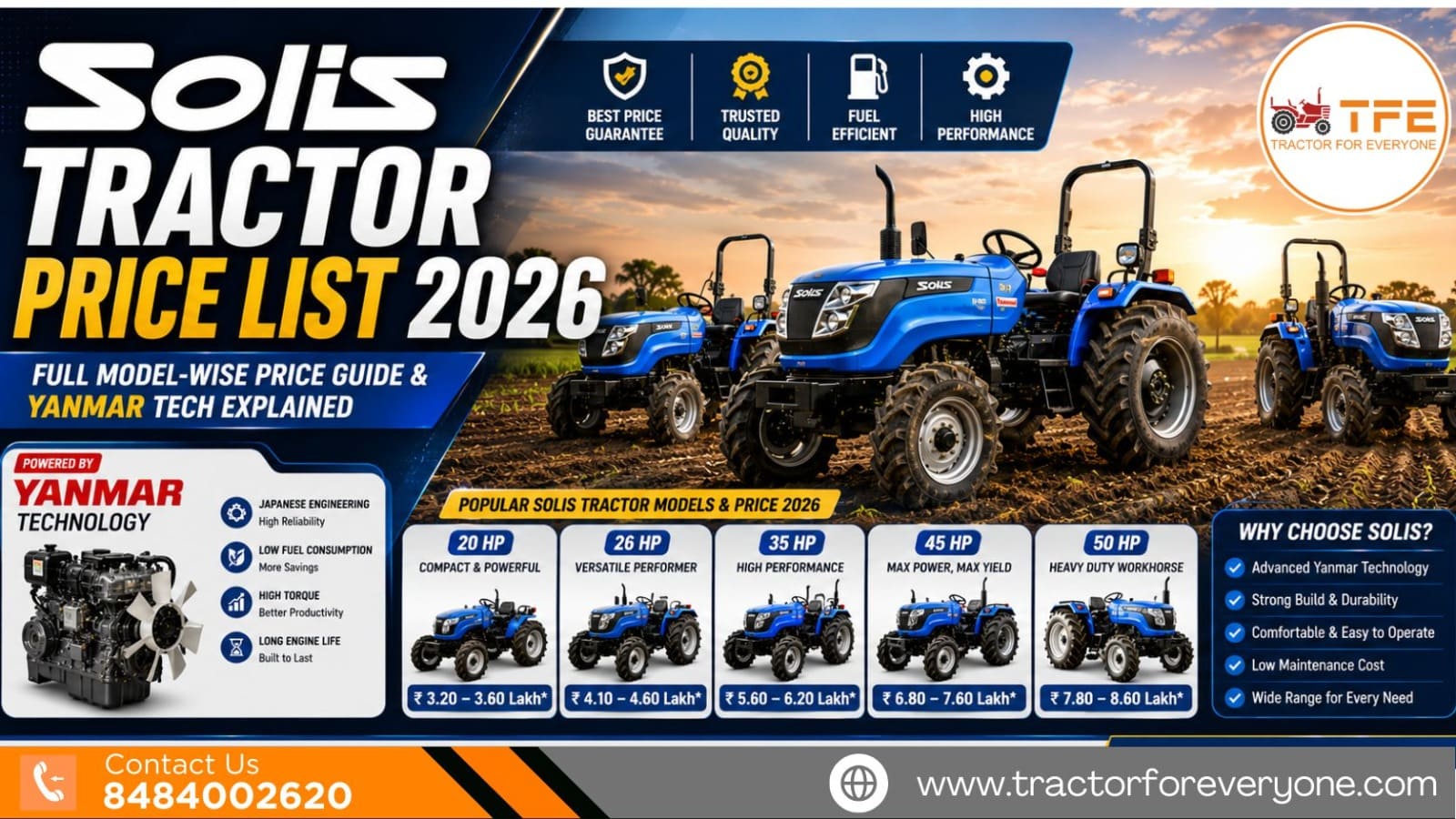 Solis Tractor Price List 2026: Full Model-Wise Price Guide & Yanmar Tech Explained