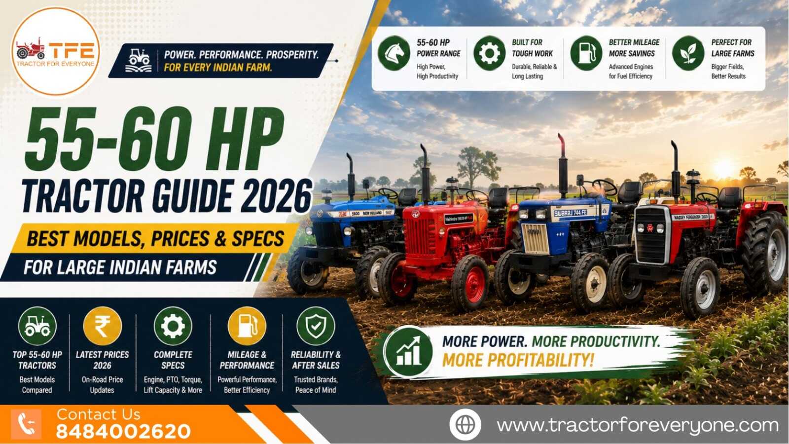 55-60 HP Tractor Guide 2026: Best Models, Prices & Specs for Large Indian Farms