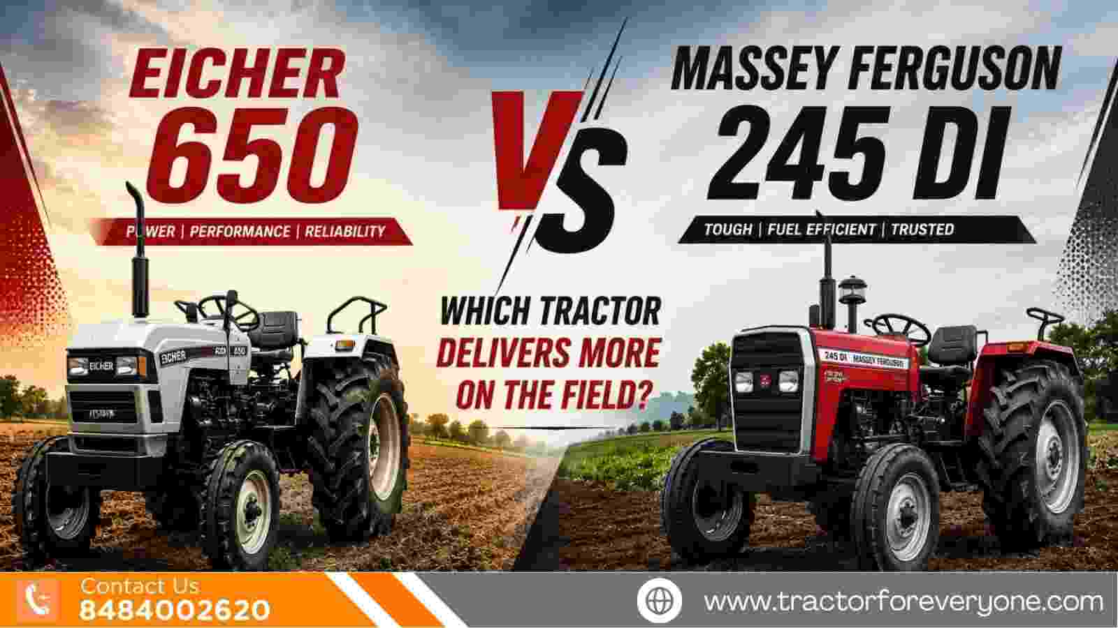 Eicher 650 2WD vs Massey Ferguson 245 DI: Which Tractor Is Better for  Farming?